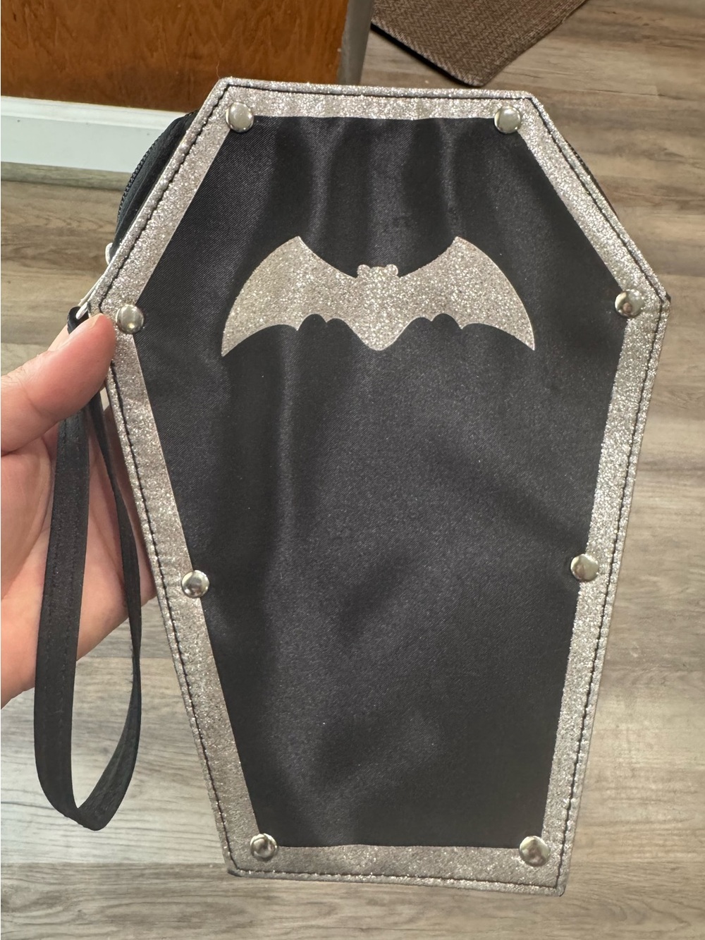 Coffin satin glitter stuffed purse bag Halloween goth vampire